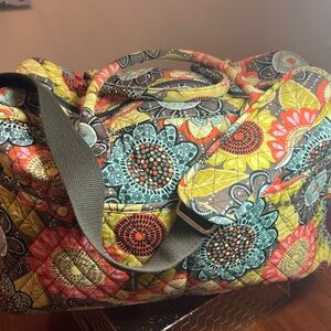 Vera Bradley Floral Quilted Duffel Bag Weekender Travel Gym Carry-On